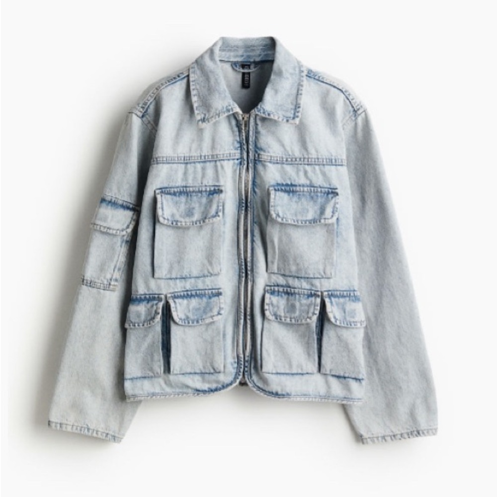 H&M, woman’s denim cargo jacket NWT, sz M